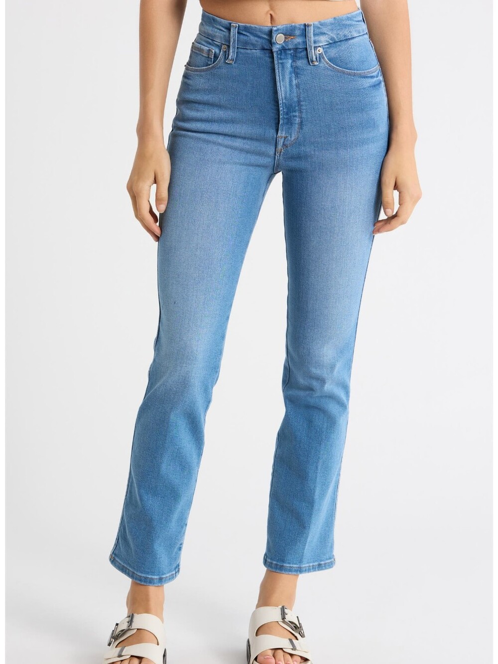 Good American Good Curve Straight Leg Jeans Indigo268 Blue Stretch NWT 4/27